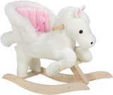 WOLTU Cavallo a Dondolo in Legno Cavalluccio per Bambini Peluche Giocattolo Cavalcabile Con Suoni E Cintura Di Sicurezza Regalo Bimbi 1/2/3 Anni, Bianco E Grigio, Ksf001Whigry