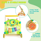 Arkyomi Girello per Bambini 3In1 Legno Carrellino Primi Passi Carrello Ruote Frenate Montessori Gioco Primi Passi per Bambini Con Centro Attività per Bambina Maschio