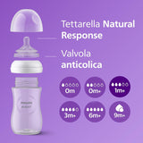 Philips Avent Natural Response Set Regalo per Bambini, 4 Biberon Natural Response Da 260 Ml Con T3 (Tettarelle 1M+), SCY903/61