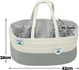 Ilauke Organizzatore per Pannolini per Bambini, Cestino per Pannolini in Corda Di Cotone 42 X 28 X 16,5 Cm,Grande Neonato Cesto Regalo Pdoccia Neonato Divisorio Staccabile Pannolini Salviette