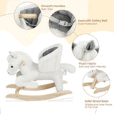 WOLTU Cavallo a Dondolo in Legno Cavalluccio per Bambini Peluche Giocattolo Cavalcabile Con Suoni E Cintura Di Sicurezza Regalo Bimbi 1/2/3 Anni, Bianco E Grigio, Ksf001Whigry