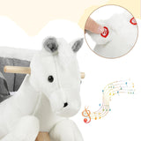 WOLTU Cavallo a Dondolo in Legno Cavalluccio per Bambini Peluche Giocattolo Cavalcabile Con Suoni E Cintura Di Sicurezza Regalo Bimbi 1/2/3 Anni, Bianco E Grigio, Ksf001Whigry