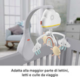 Fisher-Price-Giostrina Dolce Arcobaleno per Culla Fianco Letto, Unità Rilassante Da Appoggio E Unità Sonora Da Culla, Compatibile Con Le Culle, Giocattolo per Bambini 0+ Mesi, HBP40