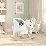 WOLTU Cavallo a Dondolo in Legno Cavalluccio per Bambini Peluche Giocattolo Cavalcabile Con Suoni E Cintura Di Sicurezza Regalo Bimbi 1/2/3 Anni, Bianco E Grigio, Ksf001Whigry